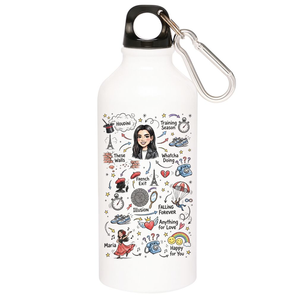 dua lipa du-dle sipper steel water bottle flask gym shaker music band buy online india the banyan tee tbt men women girls boys unisex