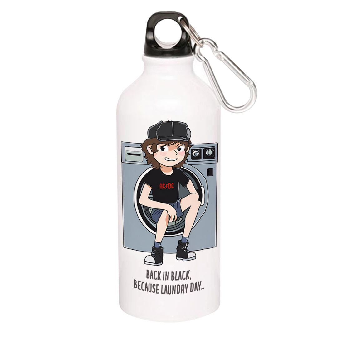 ac/dc back in black meme sipper steel water bottle flask gym shaker music band buy online india the banyan tee tbt men women girls boys unisex