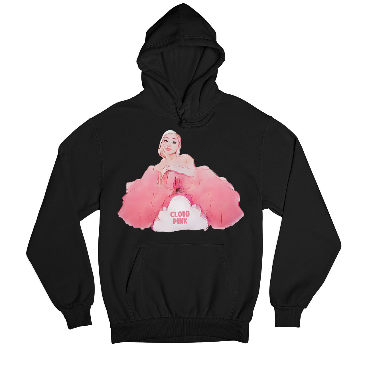 Ariana Grande Inspired Hoodie Cloud Pink 3XL Chest 59.5 in Black