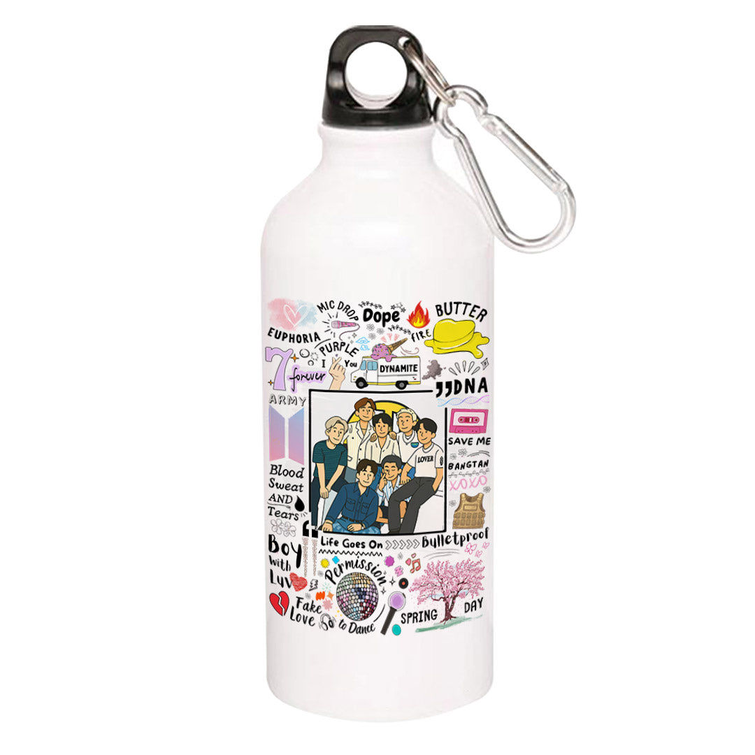 bts bangtan scribbles sipper steel water bottle flask gym shaker music band buy online india the banyan tee tbt men women girls boys unisex
