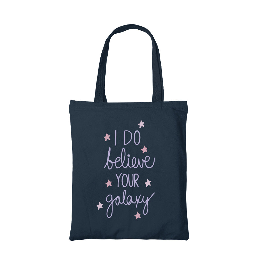 bts i do believe your galaxy tote bag hand printed cotton women men unisex