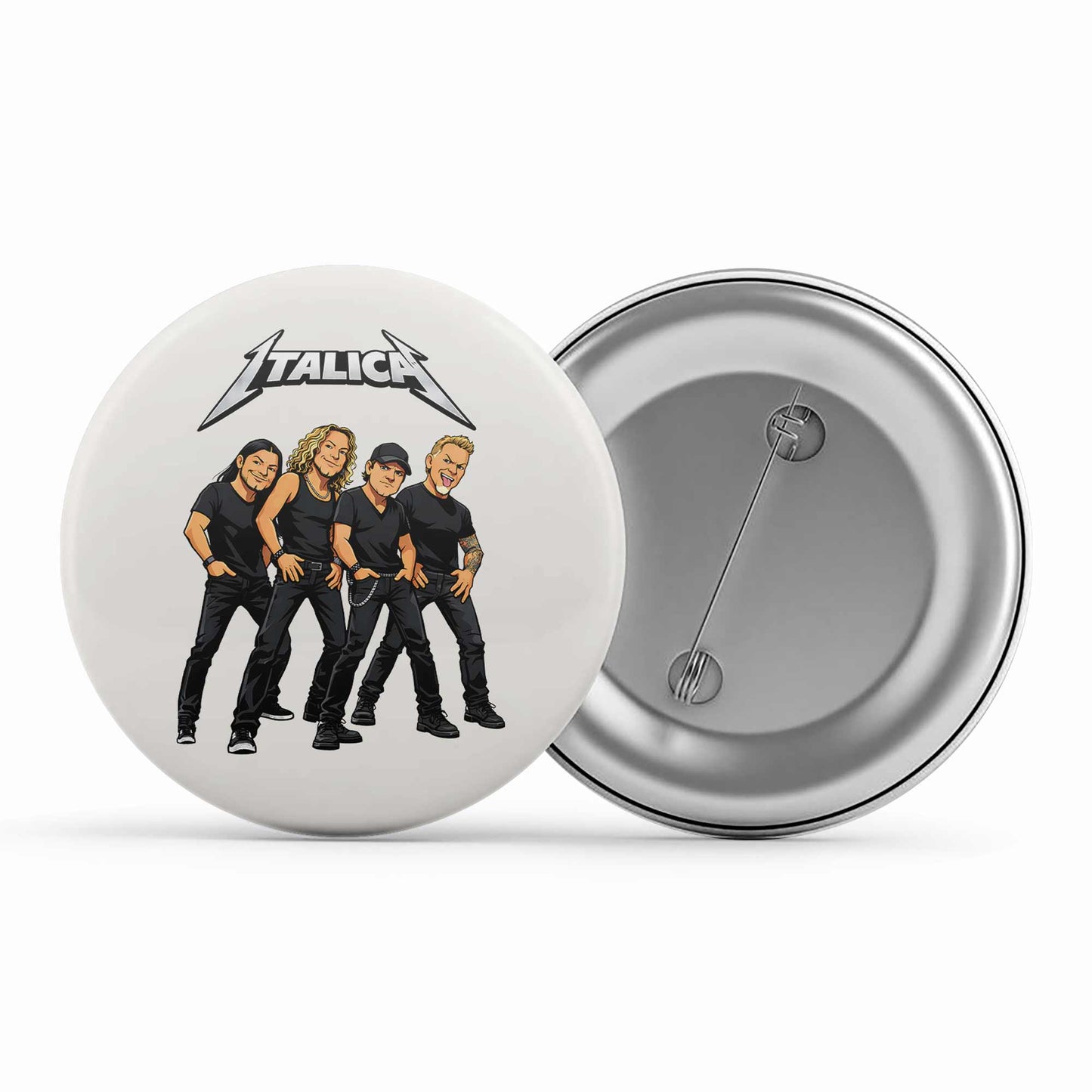 metallica italica badge pin button music band buy online united states usa the banyan tee tbt men women girls boys unisex