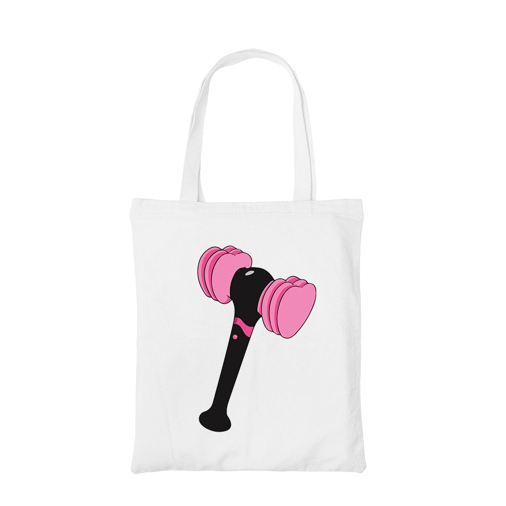 black pink the lightstick tote bag hand printed cotton women men unisex
