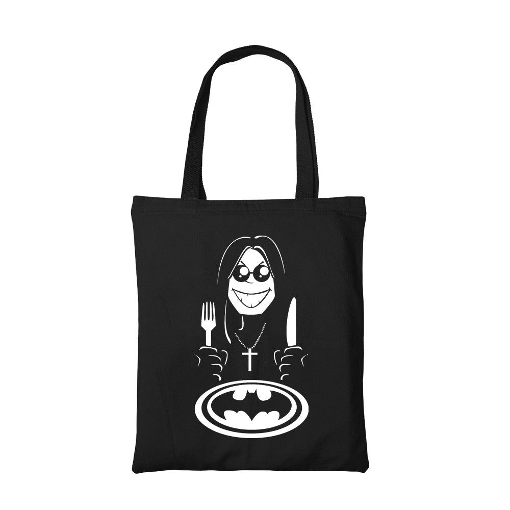 black sabbath bat meal tote bag hand printed cotton women men unisex