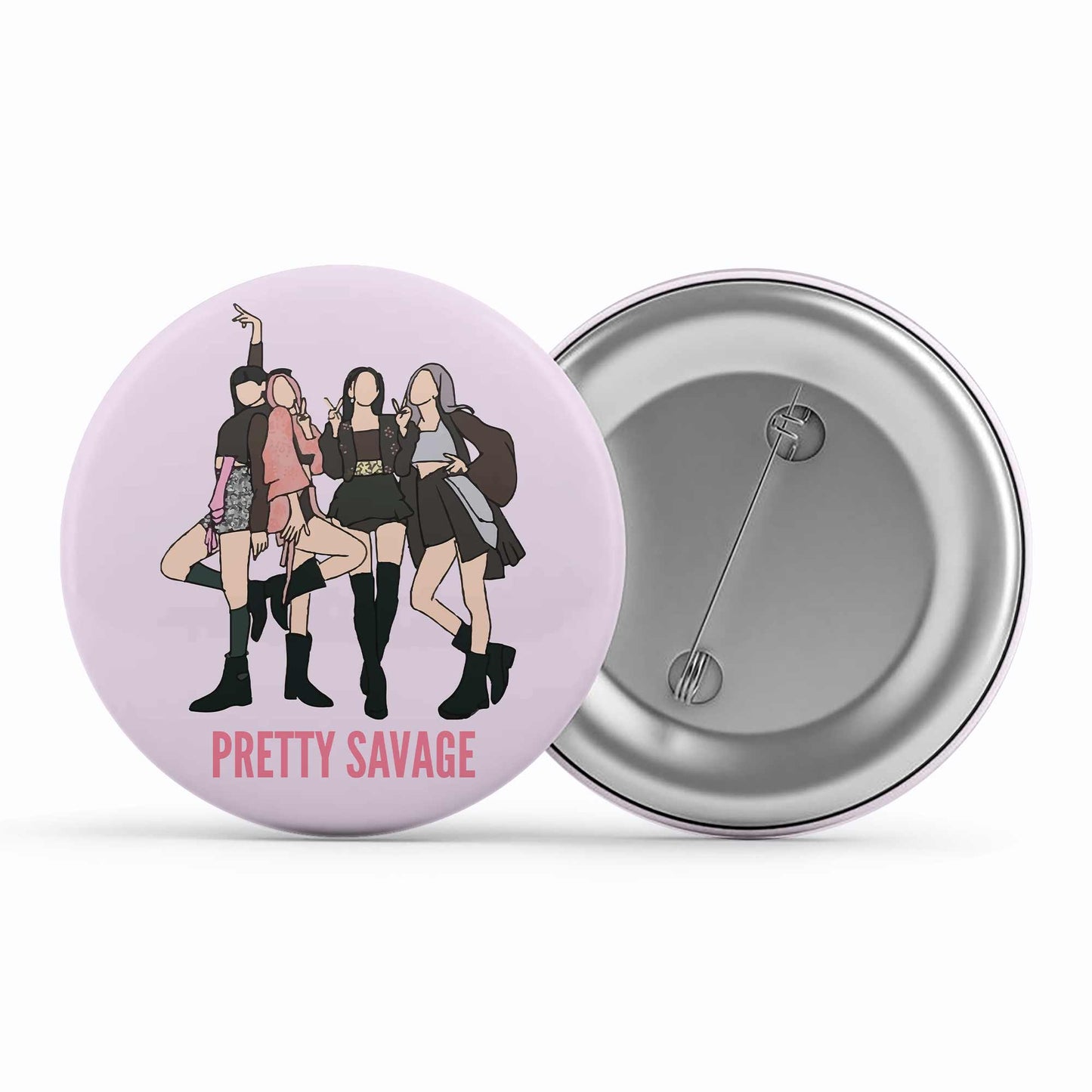 black pink pretty savage badge pin button music band buy online india the banyan tee tbt men women girls boys unisex song k pop jennie lisa jisoo rose