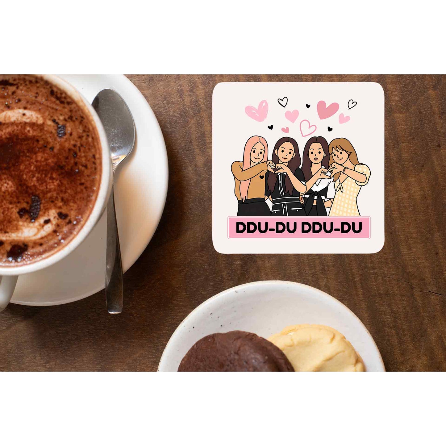 black pink ddu du ddu du du coasters wooden table cups indian music band buy online india the banyan tee tbt men women girls boys unisex song k pop jennie lisa jisoo rose