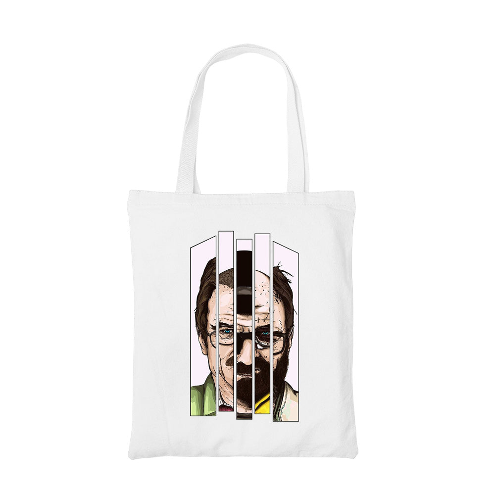 breaking bad walter visages tote bag hand printed cotton women men unisex