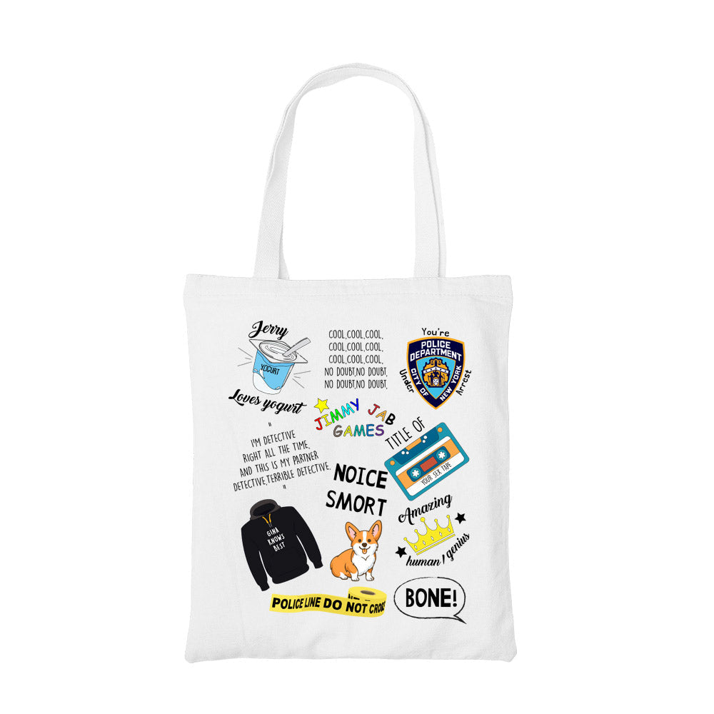 brooklyn nine-nine doodle tote bag hand printed cotton women men unisex
