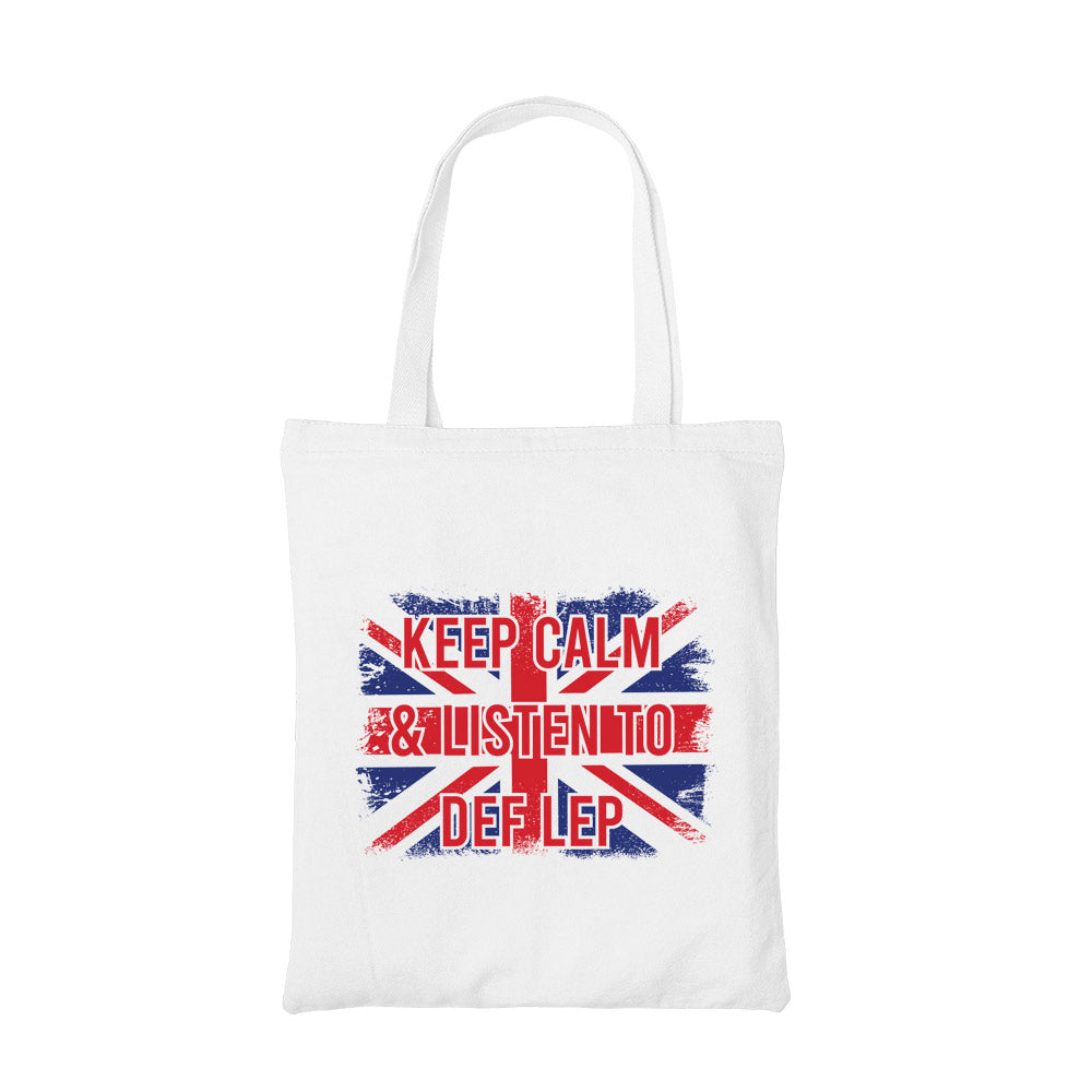 def leppard listen to def lep tote bag cotton printed music band buy online united states usa the banyan tee tbt men women girls boys unisex