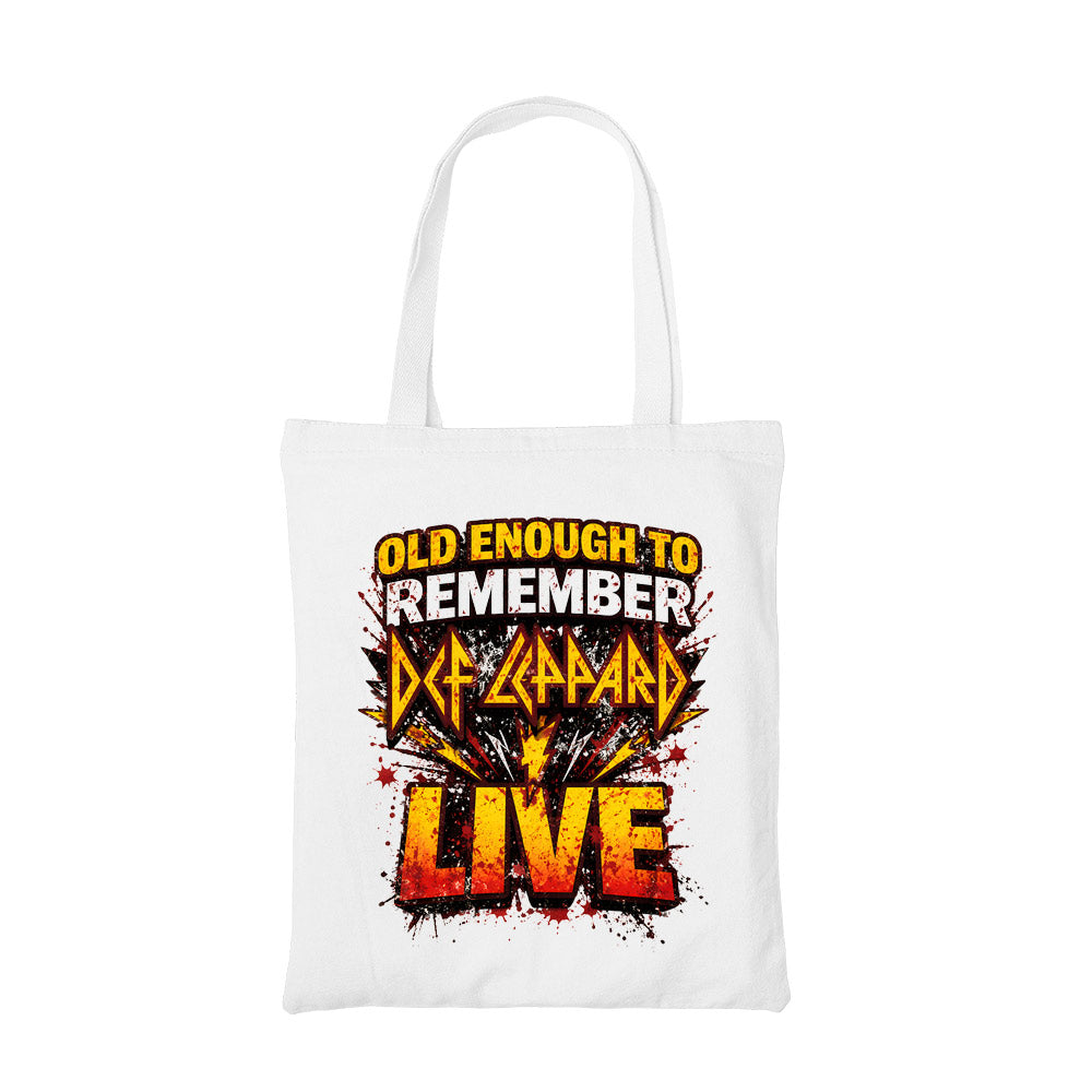 def leppard old enough tote bag cotton printed music band buy online united states usa the banyan tee tbt men women girls boys unisex