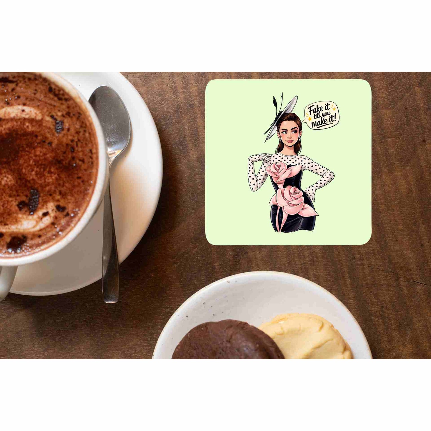 emily in paris fake it till you make it coasters wooden table cups united states usan tv & movies buy online united states usa the banyan tee tbt men women girls boys unisex