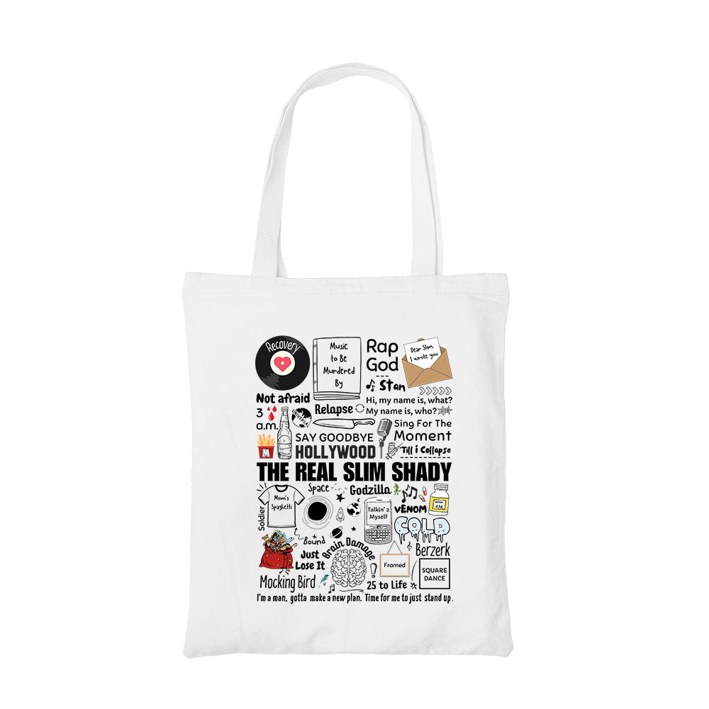 eminem shady doodle tote bag cotton printed music band buy online united states usa the banyan tee tbt men women girls boys unisex
