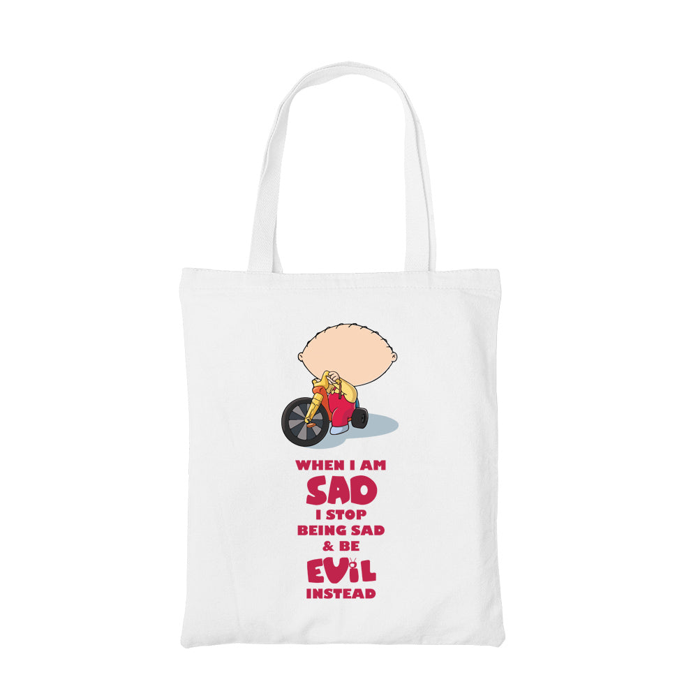 family guy be evil instead tote bag hand printed cotton women men unisex