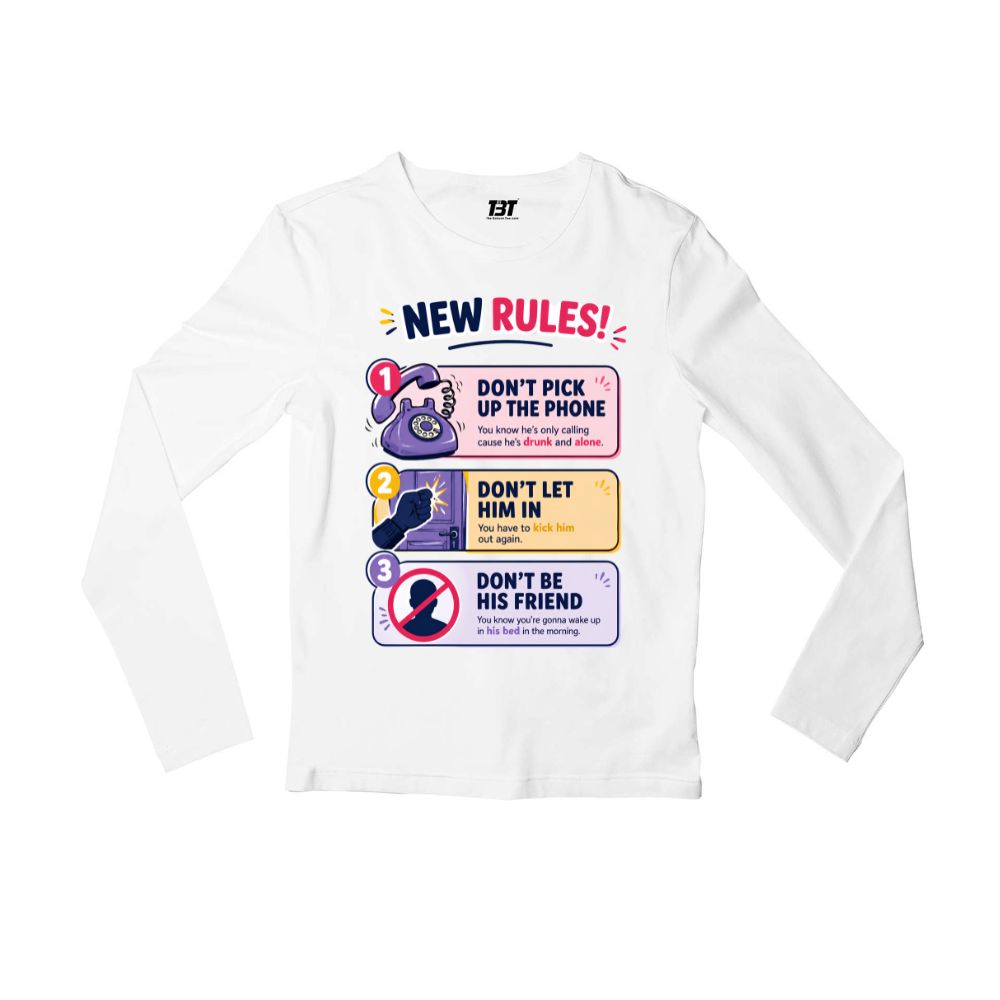 dua lipa new rules full sleeves long sleeves music band buy online india the banyan tee tbt men women girls boys unisex white