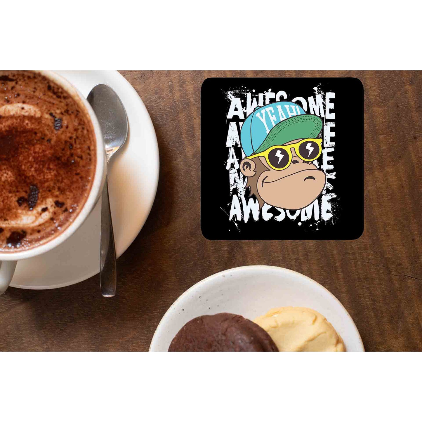 printed awesome chimp coasters wooden table cups indian printed graphic stylish buy online india the banyan tee tbt men women girls boys unisex