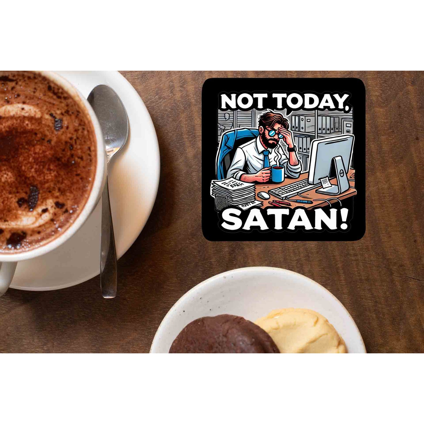 printed not today satan coasters wooden table cups indian printed graphic stylish buy online india the banyan tee tbt men women girls boys unisex