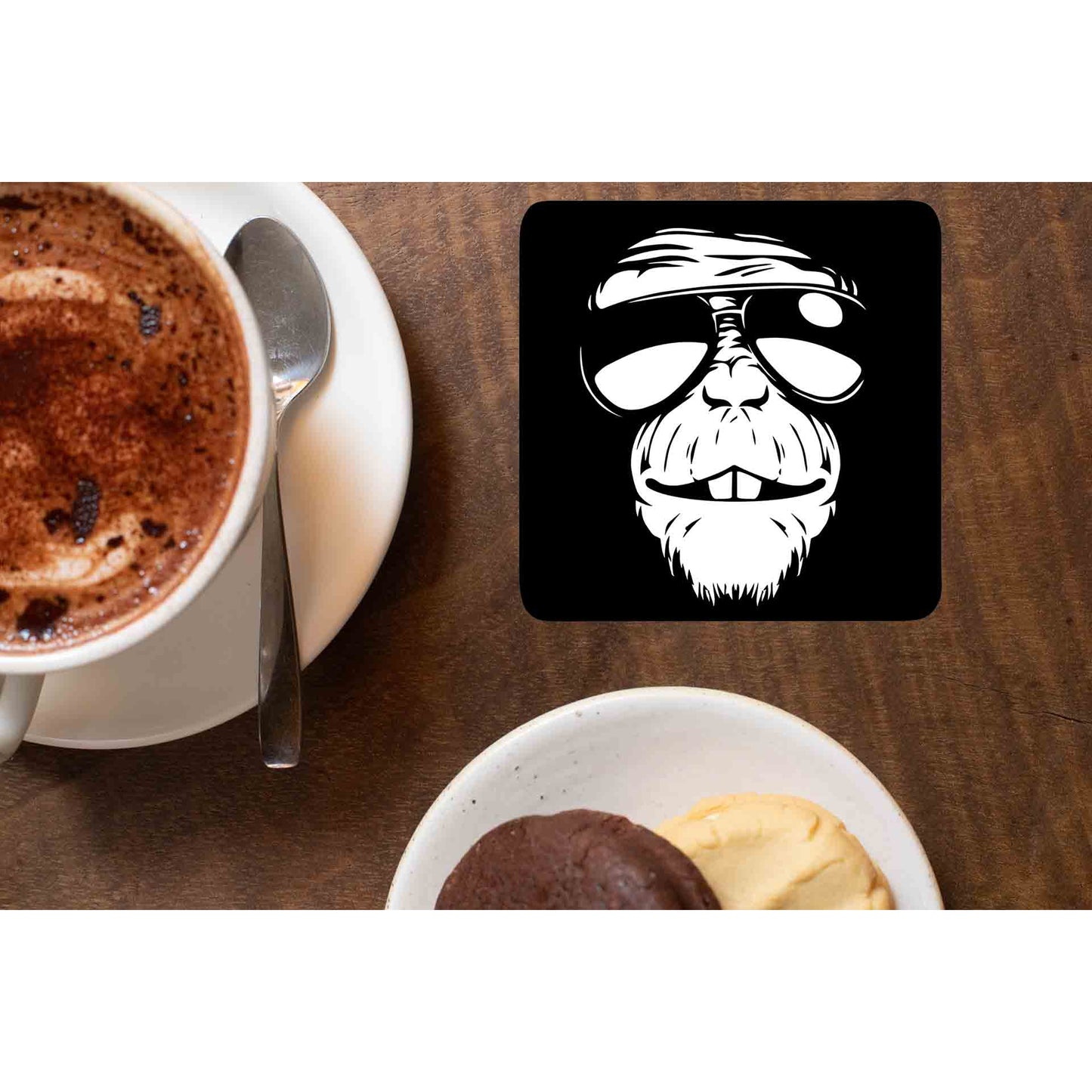 printed chimp coasters wooden table cups indian printed graphic stylish buy online india the banyan tee tbt men women girls boys unisex