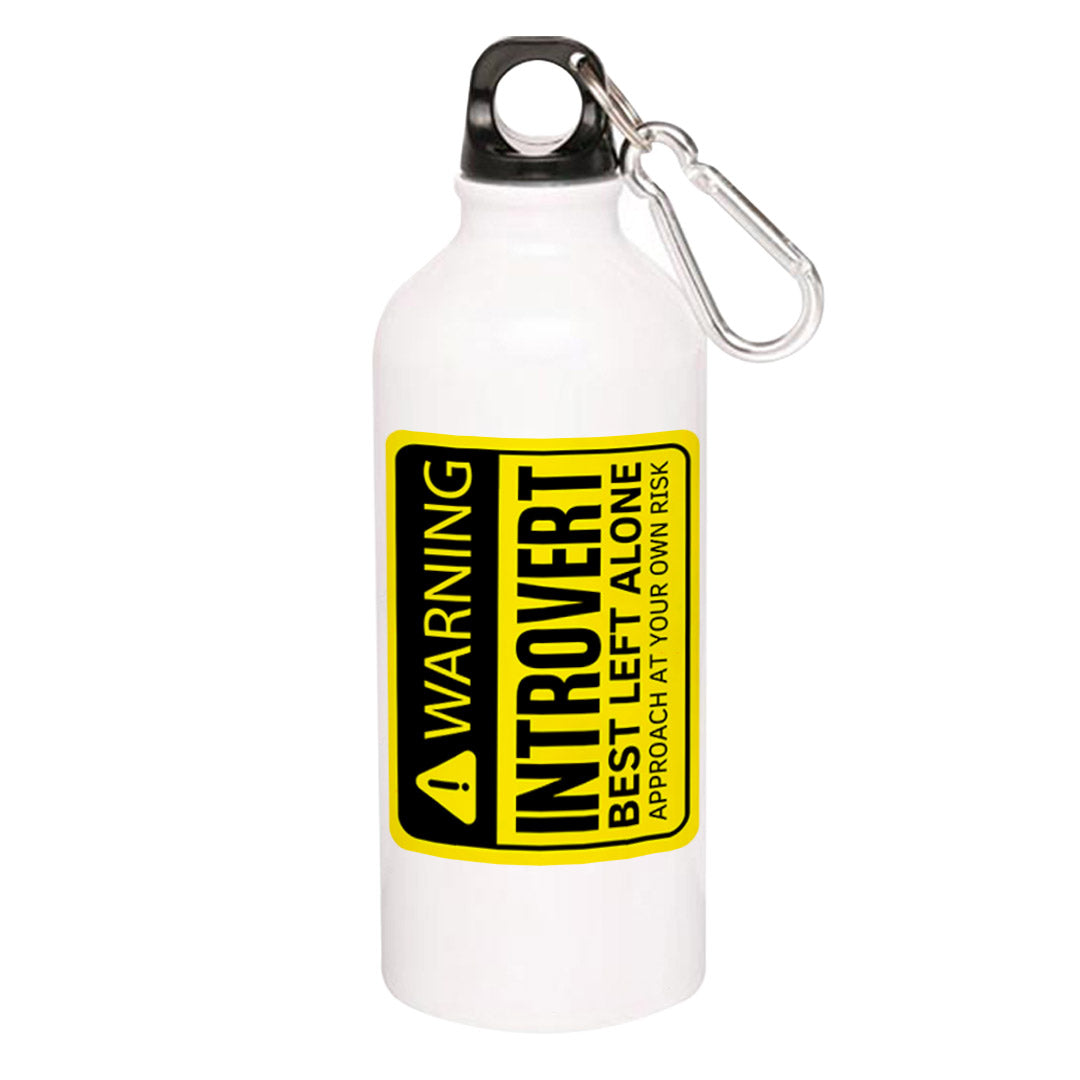 printed warning - introvert sipper steel water bottle flask gym shaker printed graphic stylish buy online india the banyan tee tbt men women girls boys unisex