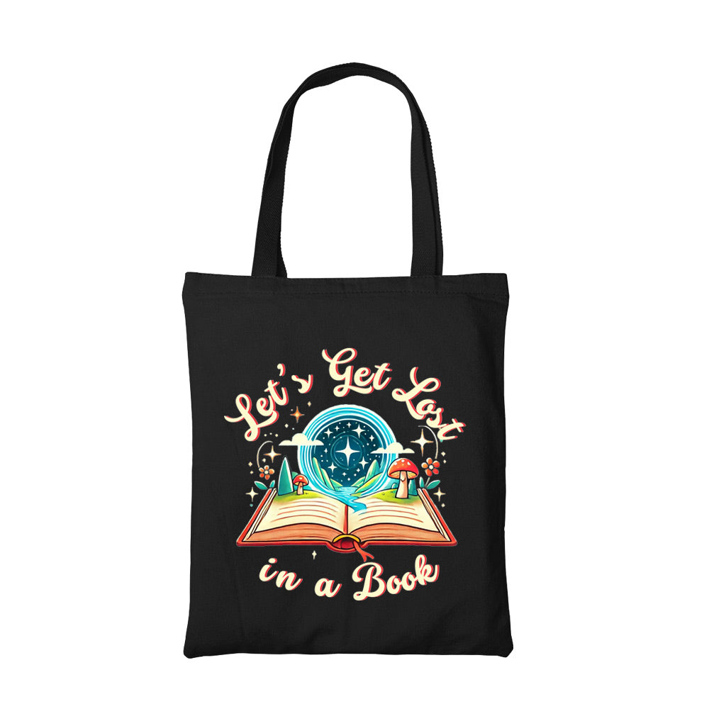 printed let's get lost tote bag cotton printed printed graphic stylish buy online united states usa the banyan tee tbt men women girls boys unisex