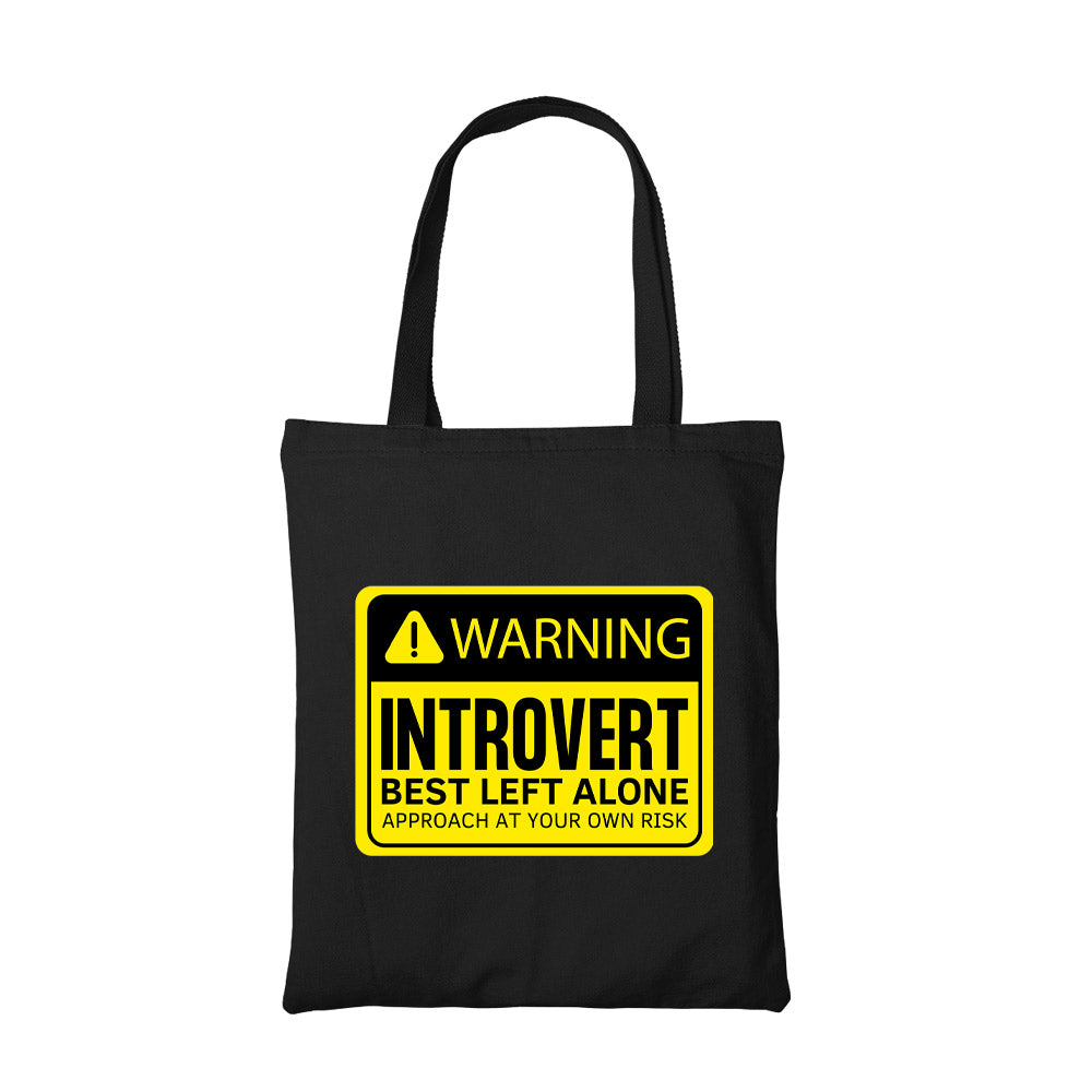 printed warning - introvert tote bag cotton printed printed graphic stylish buy online united states usa the banyan tee tbt men women girls boys unisex