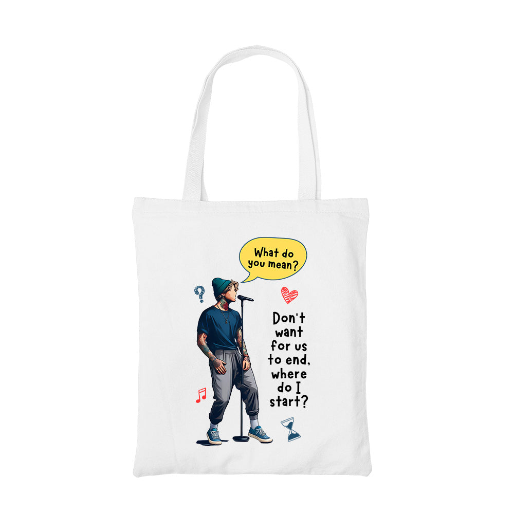 ustin bieber what do you mean tote bag hand printed cotton women men unisex