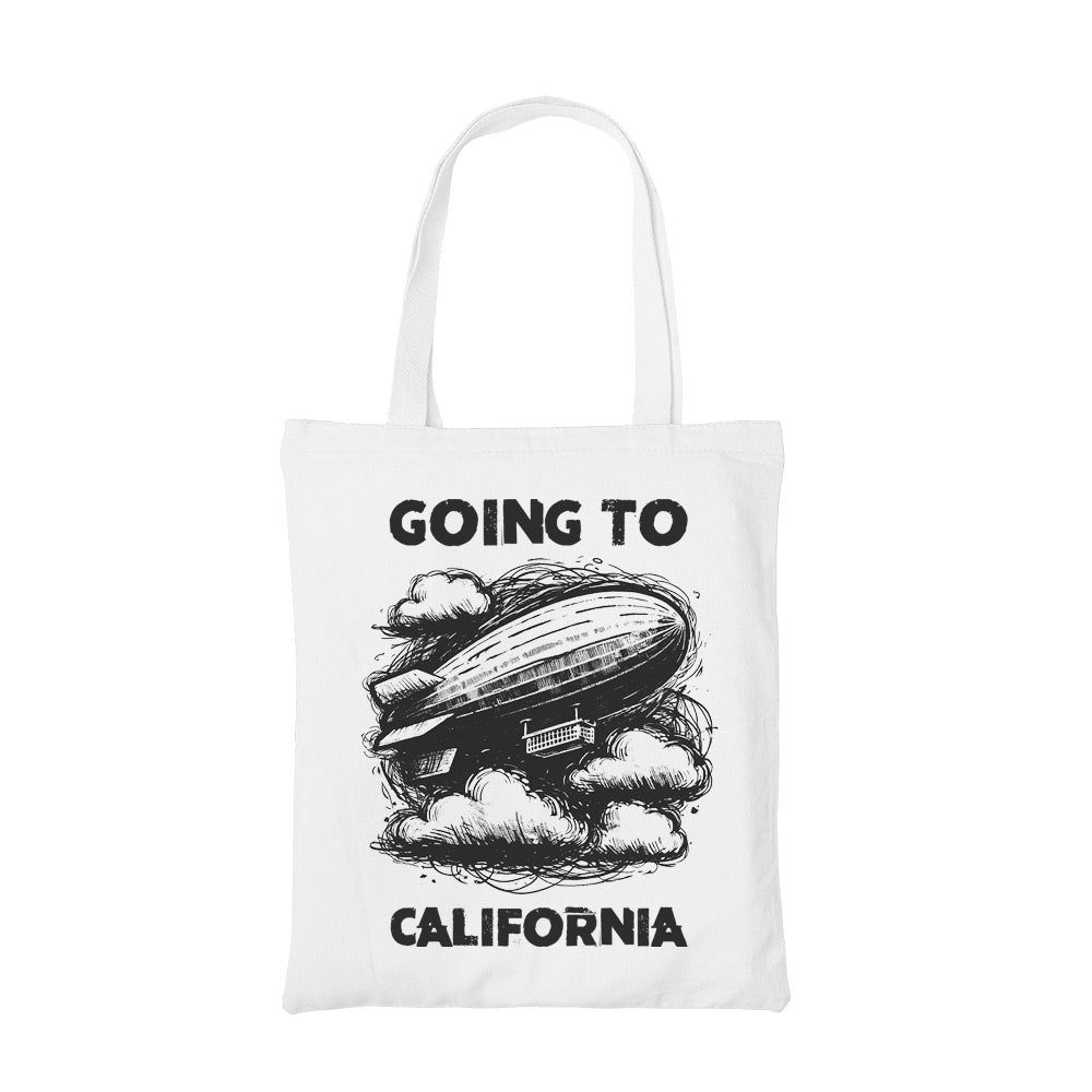 led zeppelin going to california tote bag cotton printed music band buy online united states usa the banyan tee tbt men women girls boys unisex