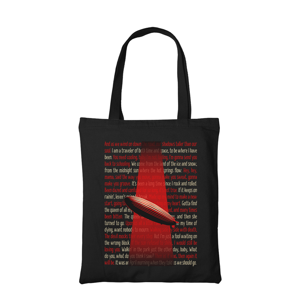 led zeppelin zeppelin verses tote bag cotton printed music band buy online united states usa the banyan tee tbt men women girls boys unisex