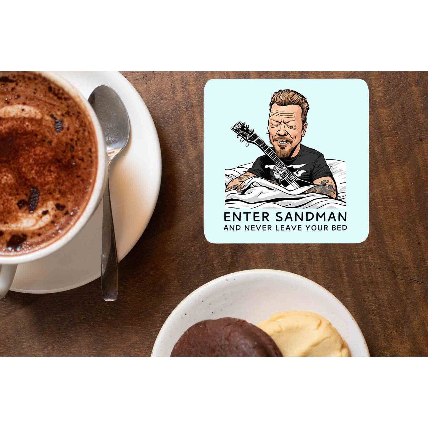 metallica enter sandman coasters wooden table cups indian music band buy online india the banyan tee tbt men women girls boys unisex