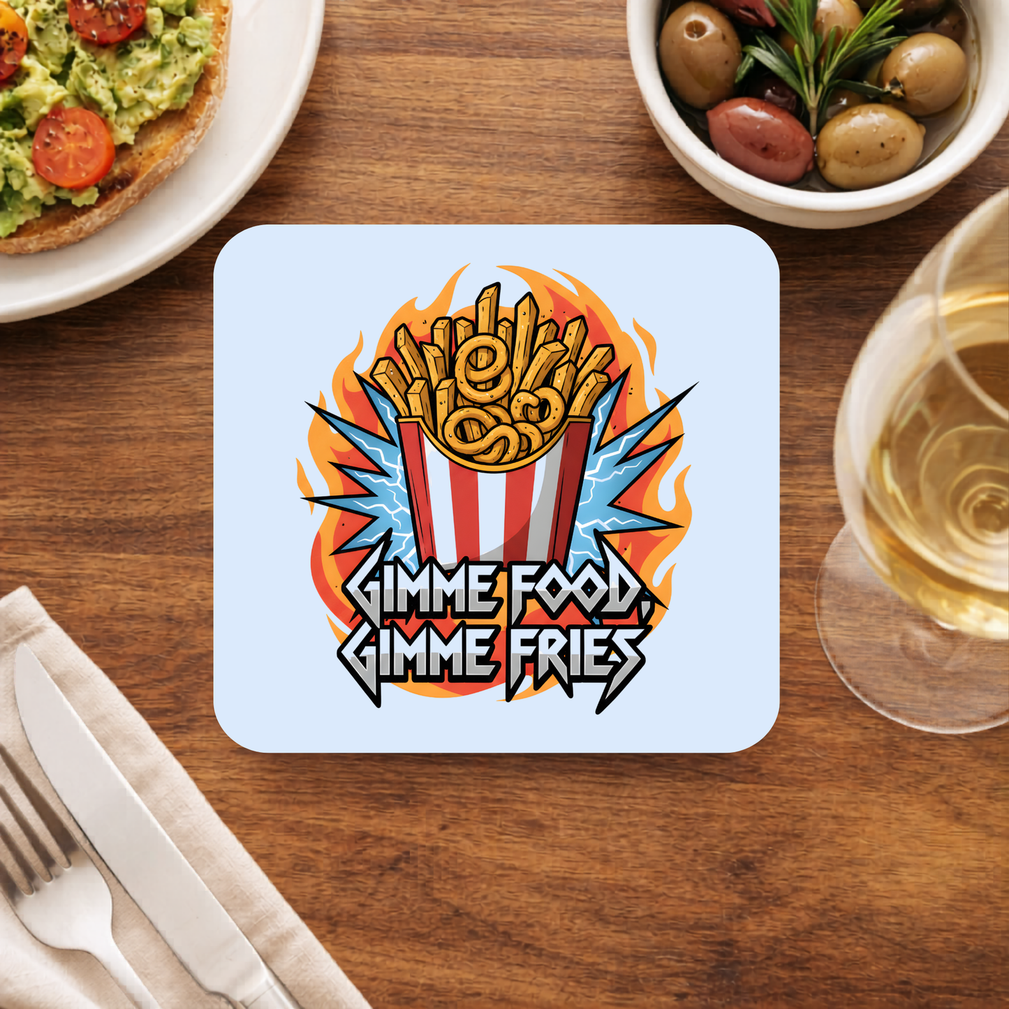 metallica gimme food gimme fries coasters wooden table cups united states usan music band buy online united states usa the banyan tee tbt men women girls boys unisex
