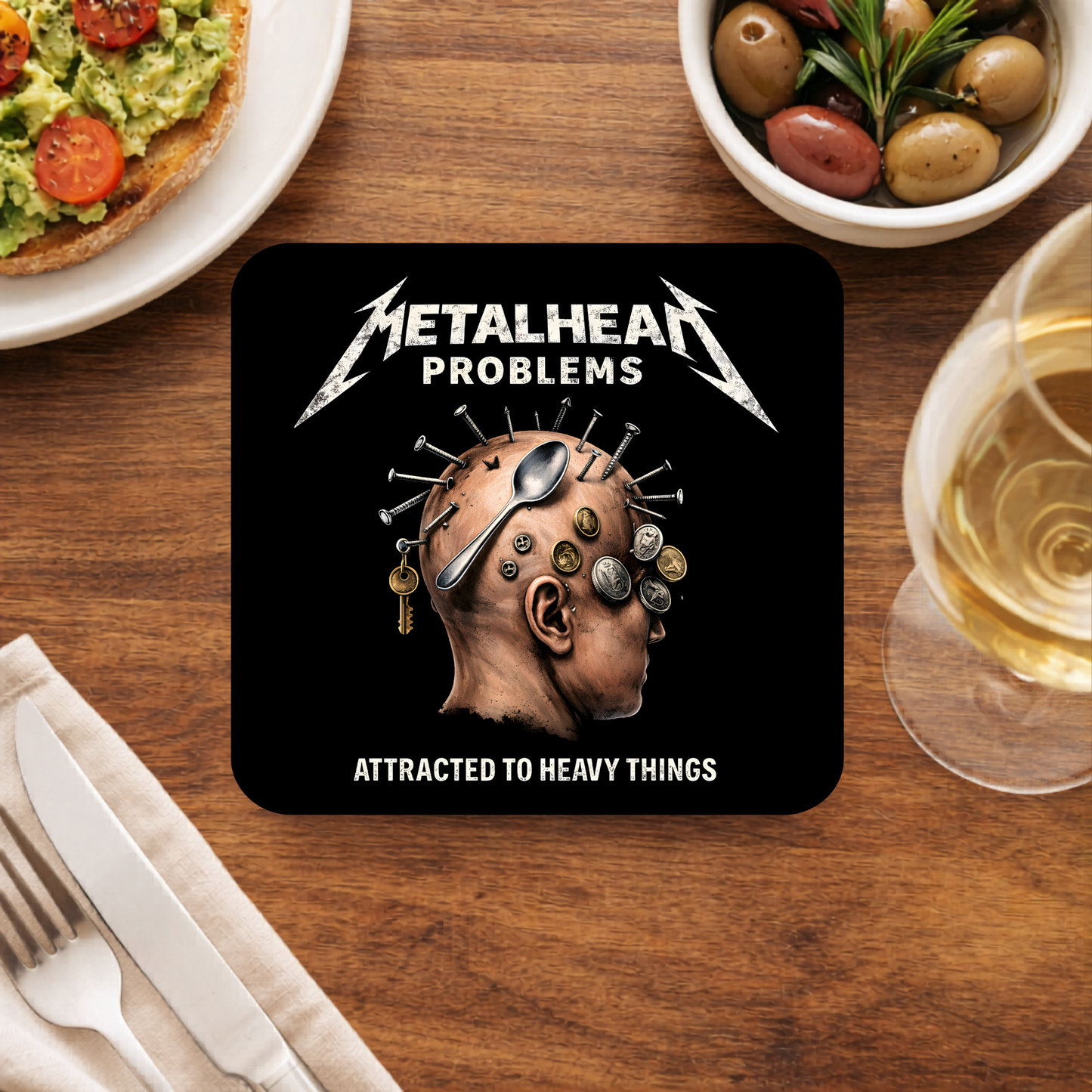 metallica metalhead problems coasters wooden table cups united states usan music band buy online united states usa the banyan tee tbt men women girls boys unisex