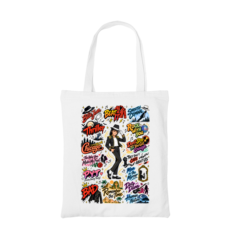 michael jackson mj scribble tote bag cotton printed music band buy online united states usa the banyan tee tbt men women girls boys unisex