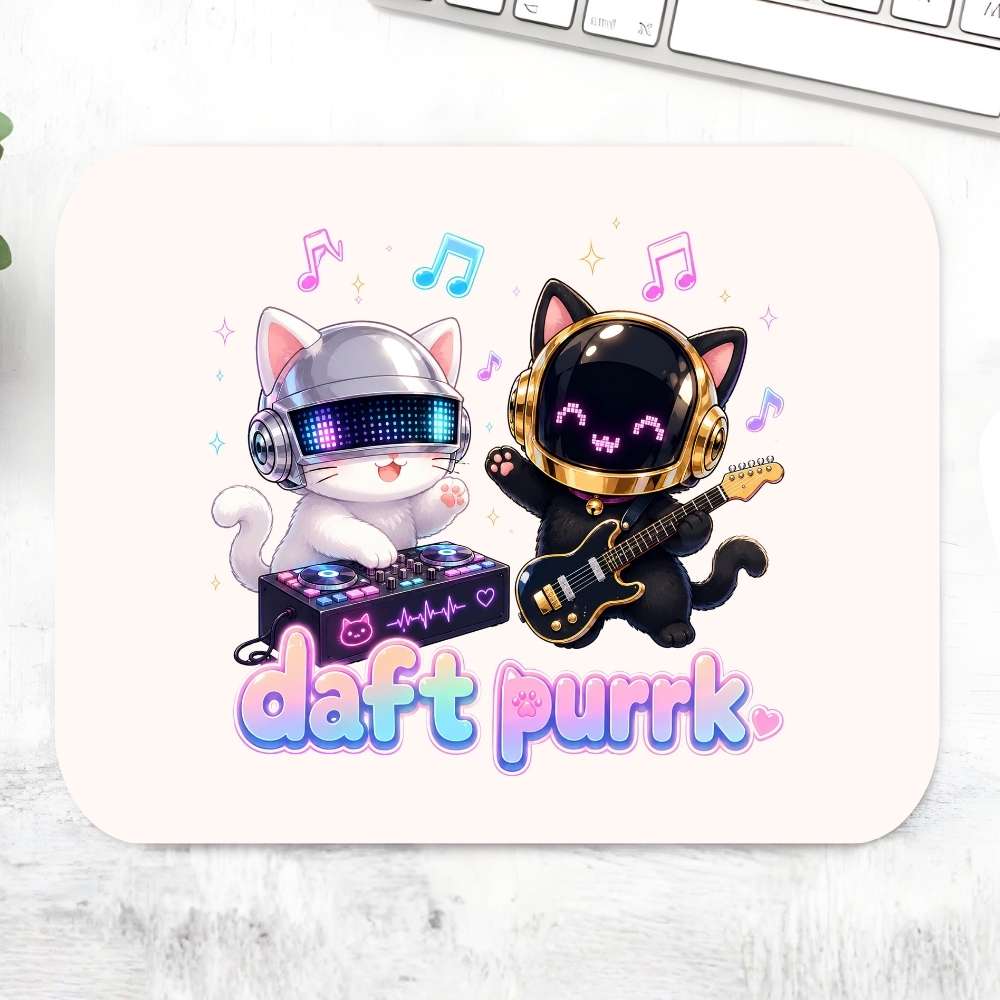 daft punk daft purrk mousepad logitech large anime music band buy online united states usa the banyan tee tbt men women girls boys unisex