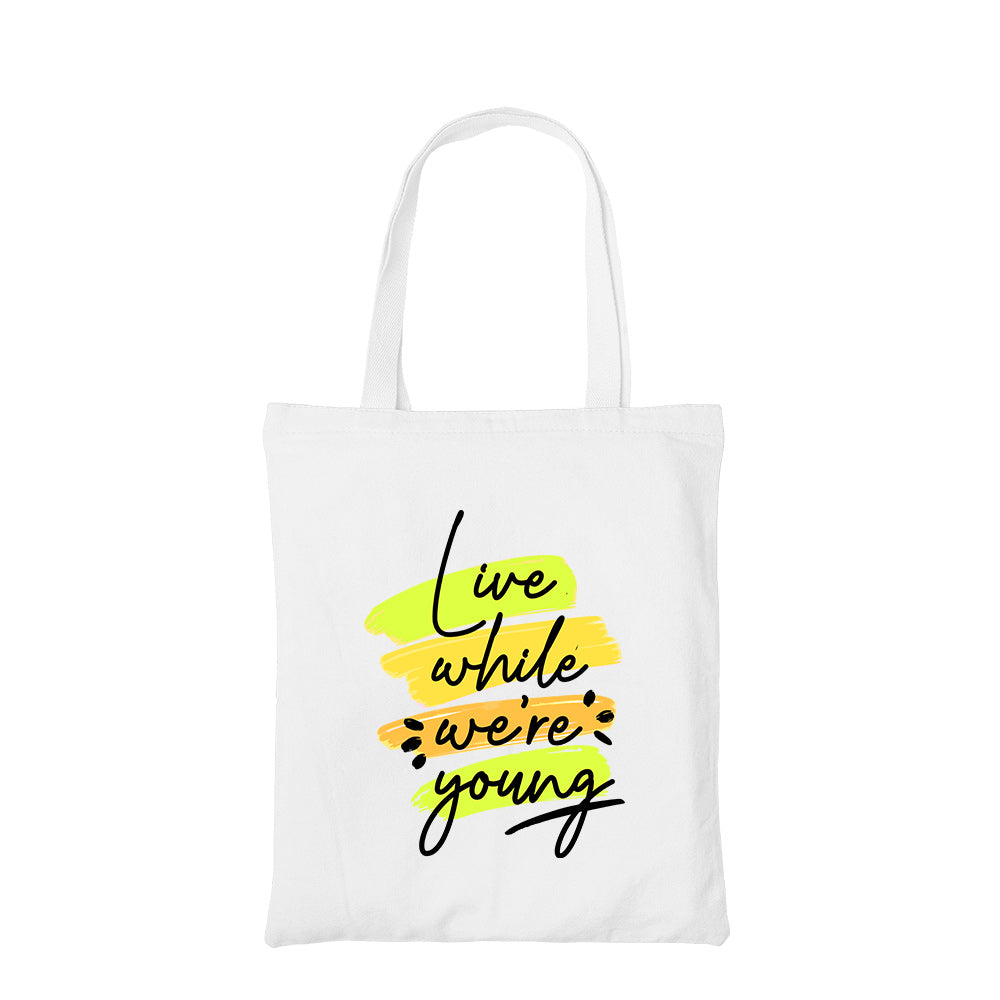 one direction live while were young tote bag hand printed cotton women men unisex