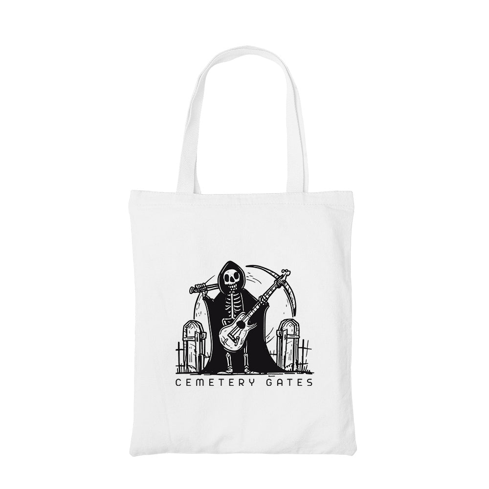 pantera cemetry gates tote bag hand printed cotton women men unisex