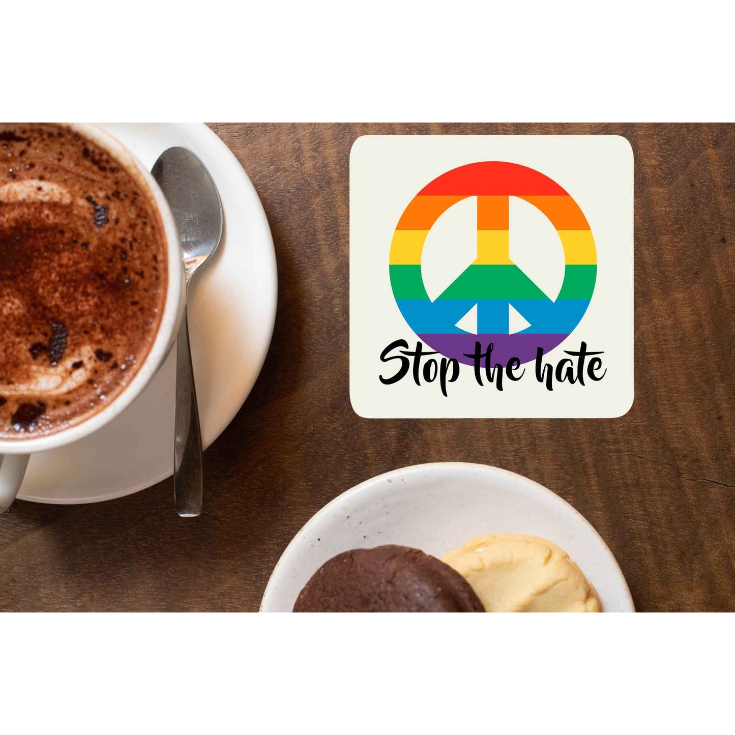 pride stop the hate coasters wooden table cups indian printed graphic stylish buy online india the banyan tee tbt men women girls boys unisex - lgbtqia+