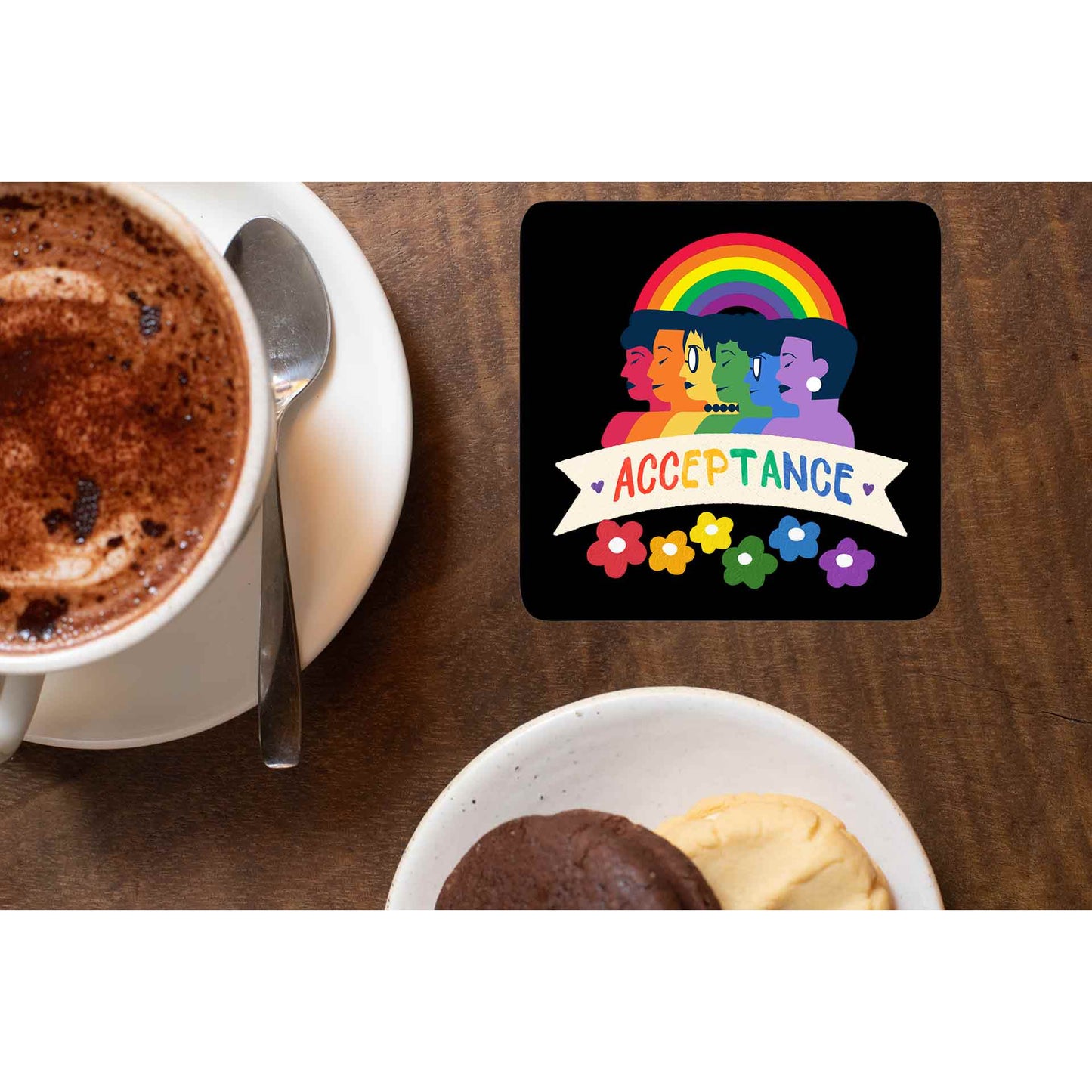 pride acceptance coasters wooden table cups indian printed graphic stylish buy online india the banyan tee tbt men women girls boys unisex - lgbtqia+