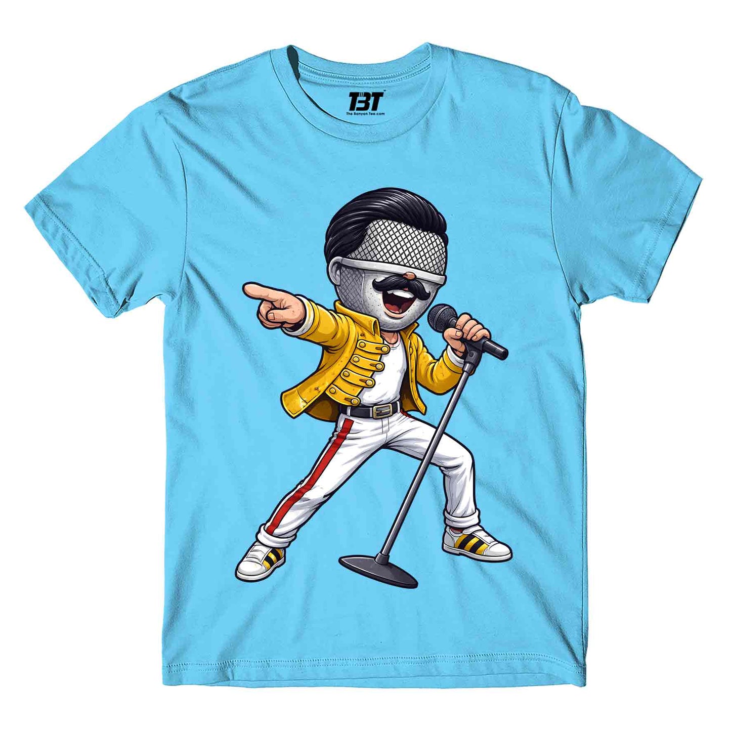 queen mic mercury t-shirt music band buy online united states usa the banyan tee tbt men women girls boys unisex turquoise