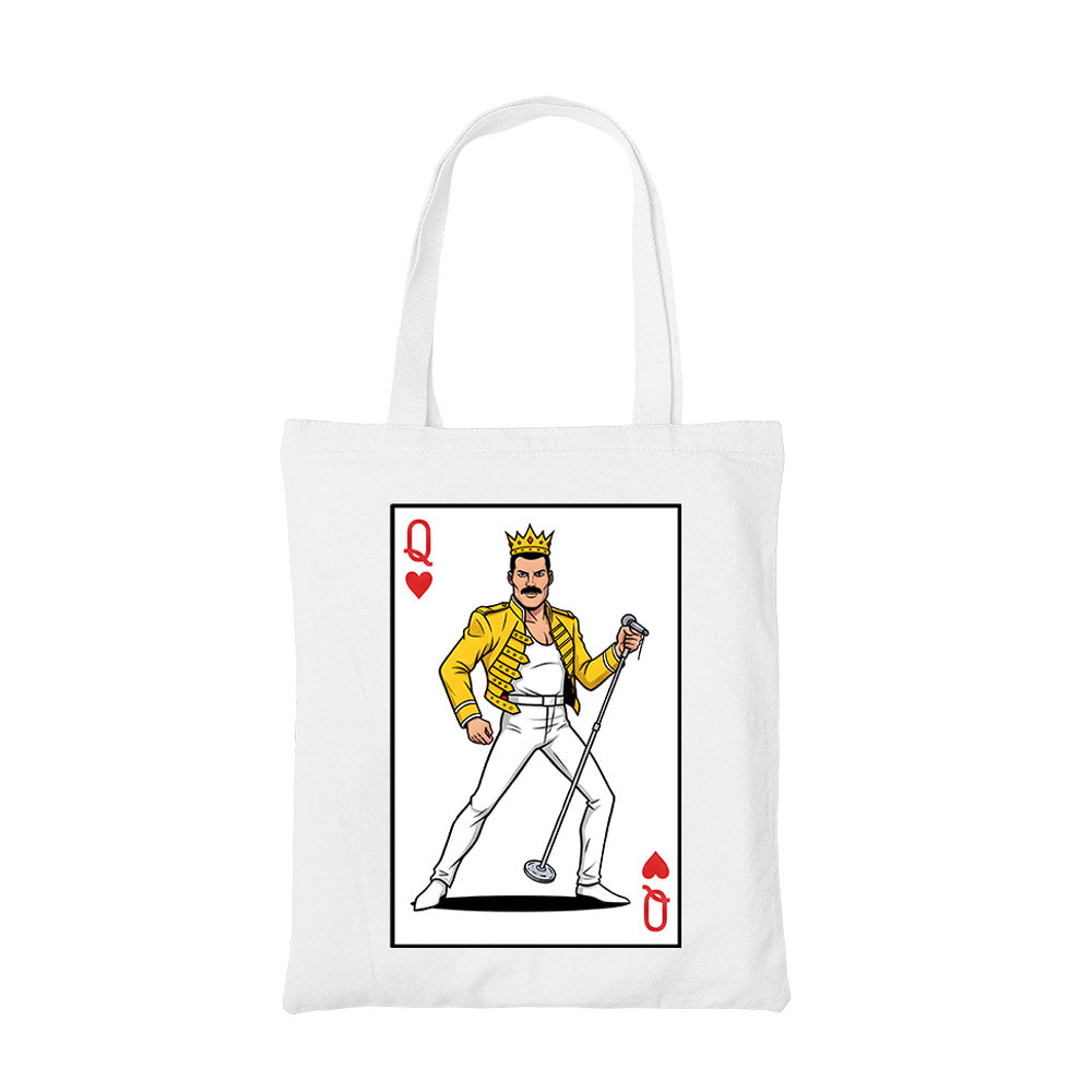queen the queen of hearts tote bag cotton printed music band buy online united states usa the banyan tee tbt men women girls boys unisex