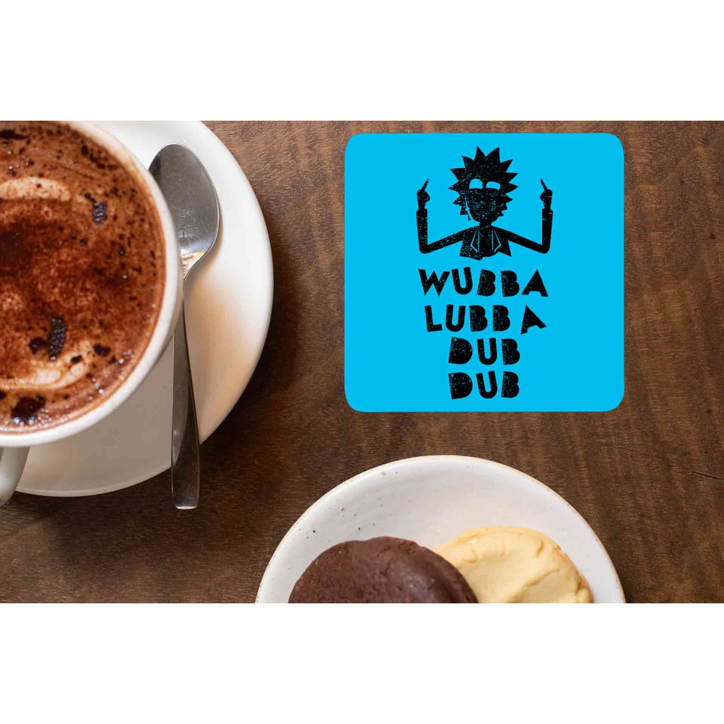 rick and morty wubba lubba dub dub coasters wooden table cups indian buy online india the banyan tee tbt men women girls boys unisex rick and morty online summer beth mr meeseeks jerry quote vector art clothing accessories merchandise
