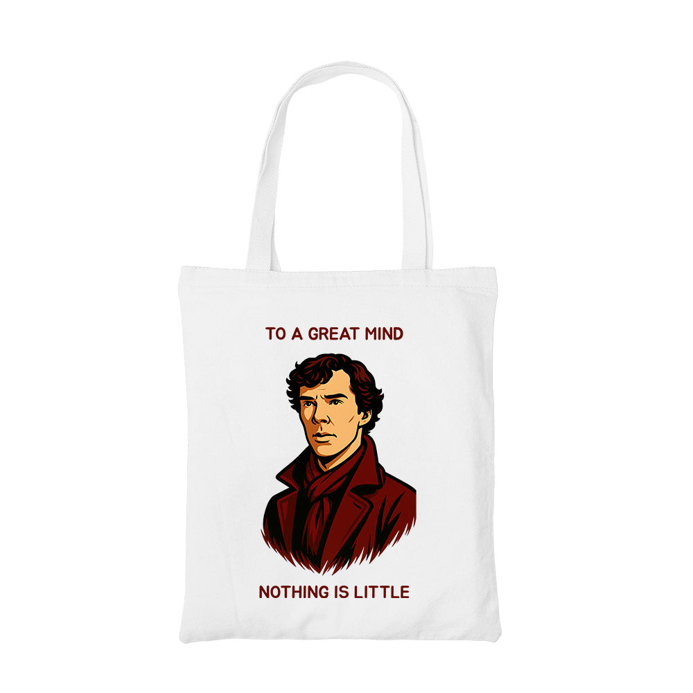 sherlock great mind tote bag hand printed cotton women men unisex