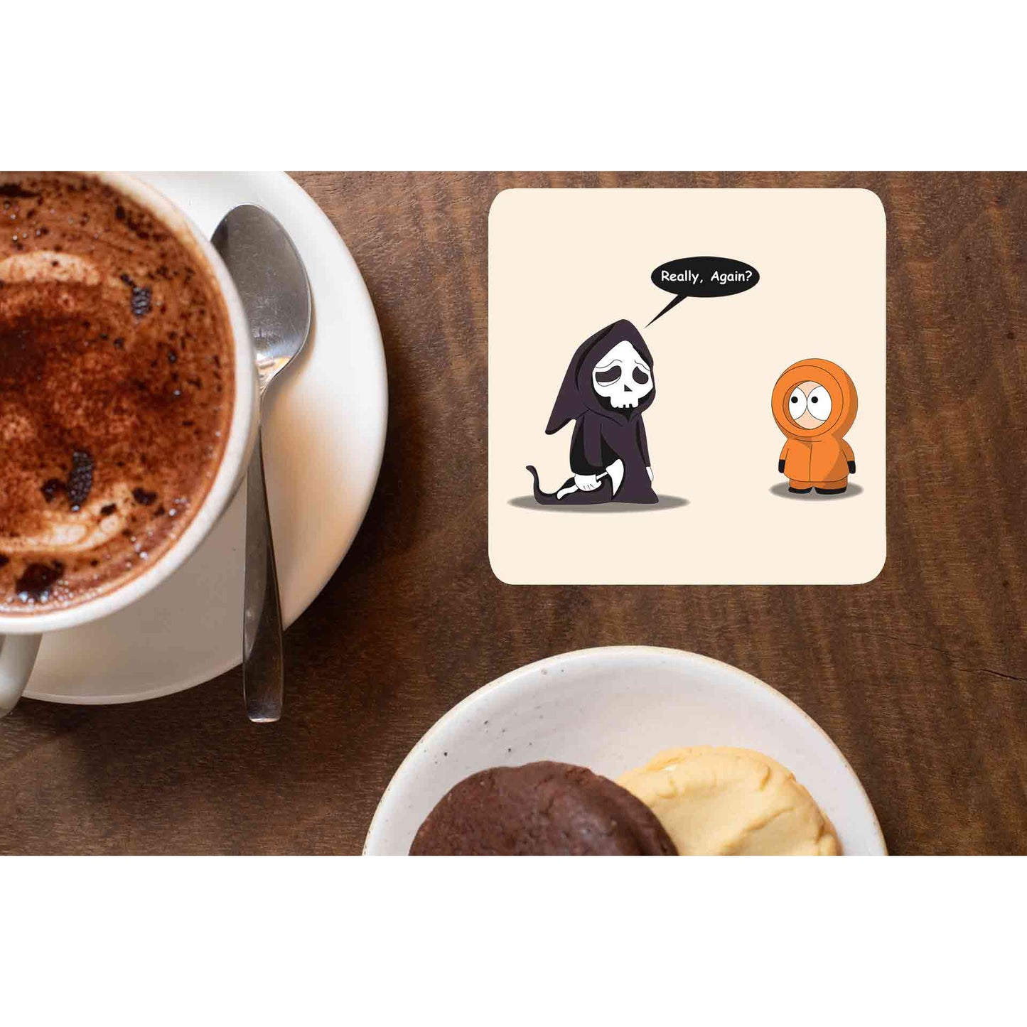 south park grim reaper coasters wooden table cups indian tv & movies buy online india the banyan tee tbt men women girls boys unisex south park kenny cartman stan kyle cartoon character illustration grim reaper