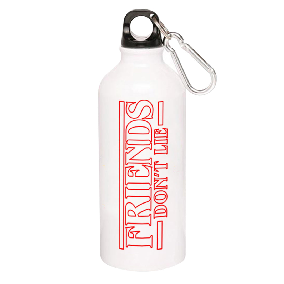stranger things friends don't lie sipper steel water bottle flask gym shaker tv & movies buy online india the banyan tee tbt men women girls boys unisex stranger things eleven demogorgon shadow monster dustin quote vector art clothing accessories merchandise