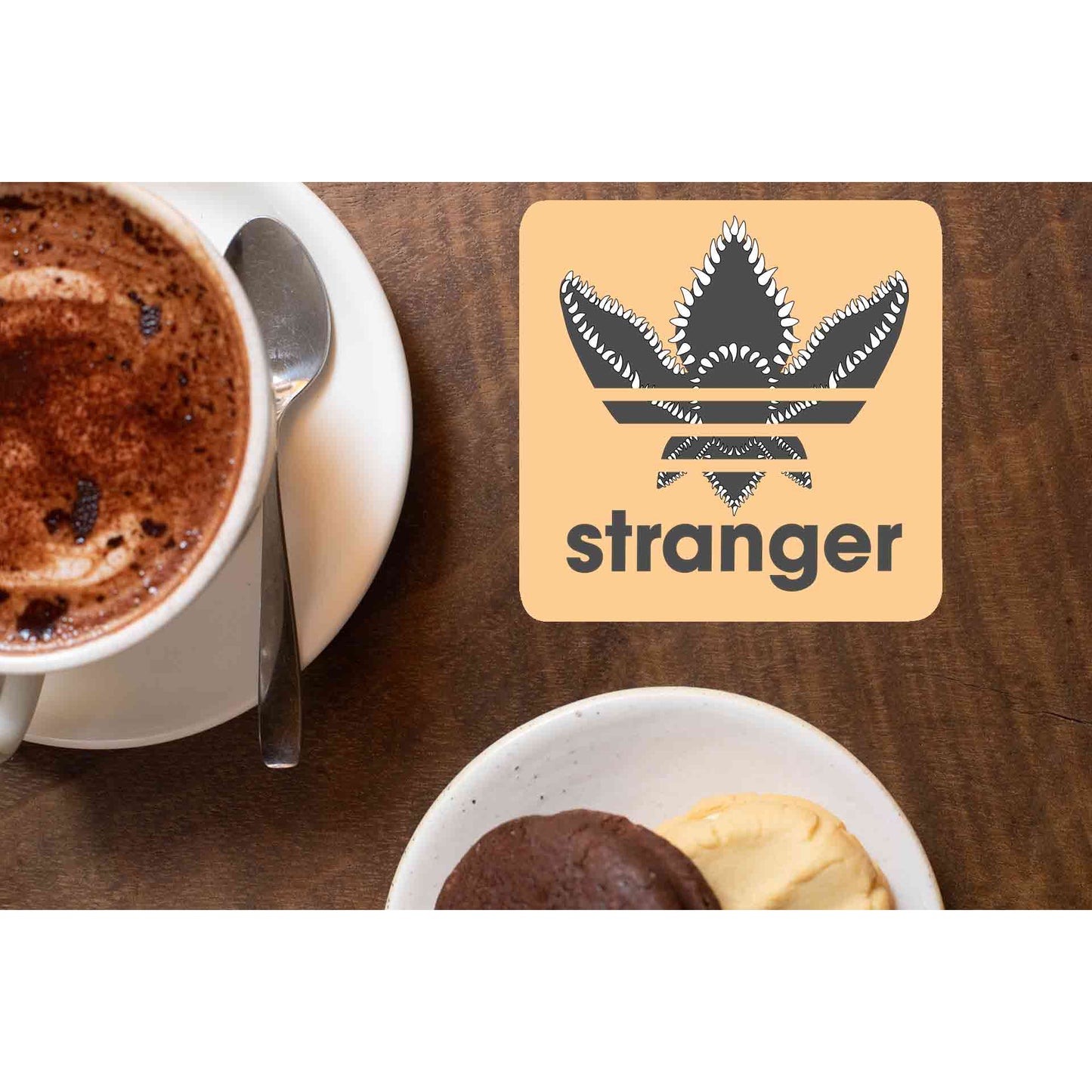 stranger things stranger coasters wooden table cups indian tv & movies buy online india the banyan tee tbt men women girls boys unisex stranger things eleven demogorgon shadow monster dustin quote vector art clothing accessories merchandise