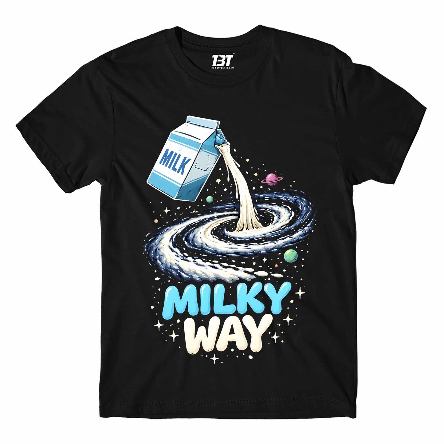 printed graphic milky way t-shirt printed graphic stylish buy online united states usa the banyan tee tbt men women girls boys unisex black