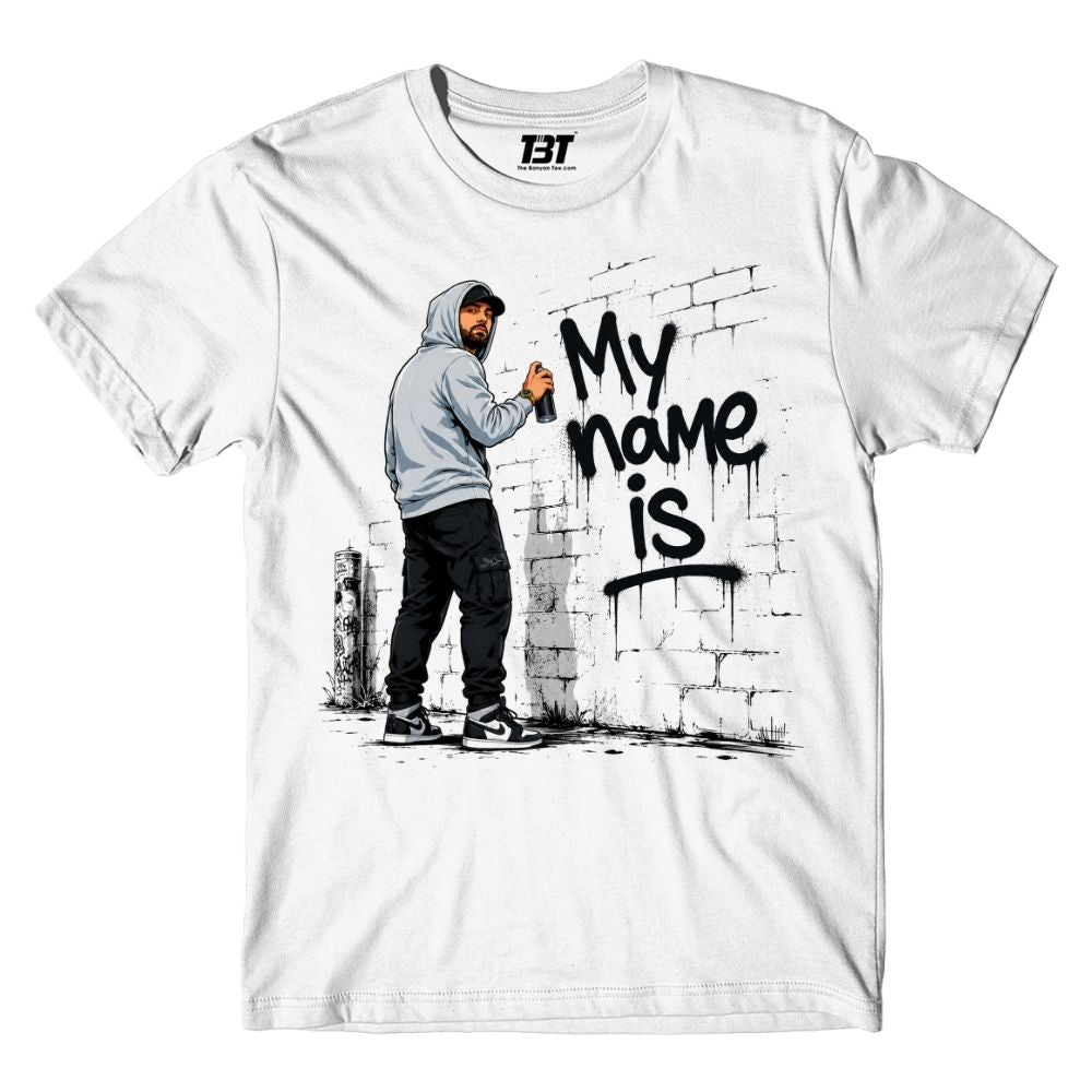 eminem my name is t-shirt music band buy online united states usa the banyan tee tbt men women girls boys unisex white