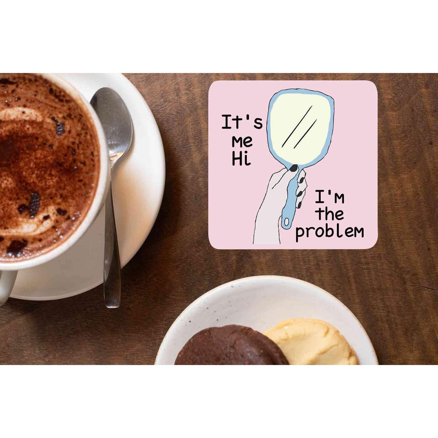 taylor swift anti hero coasters wooden table cups indian music band buy online india the banyan tee tbt men women girls boys unisex it's me hi i'm the problem