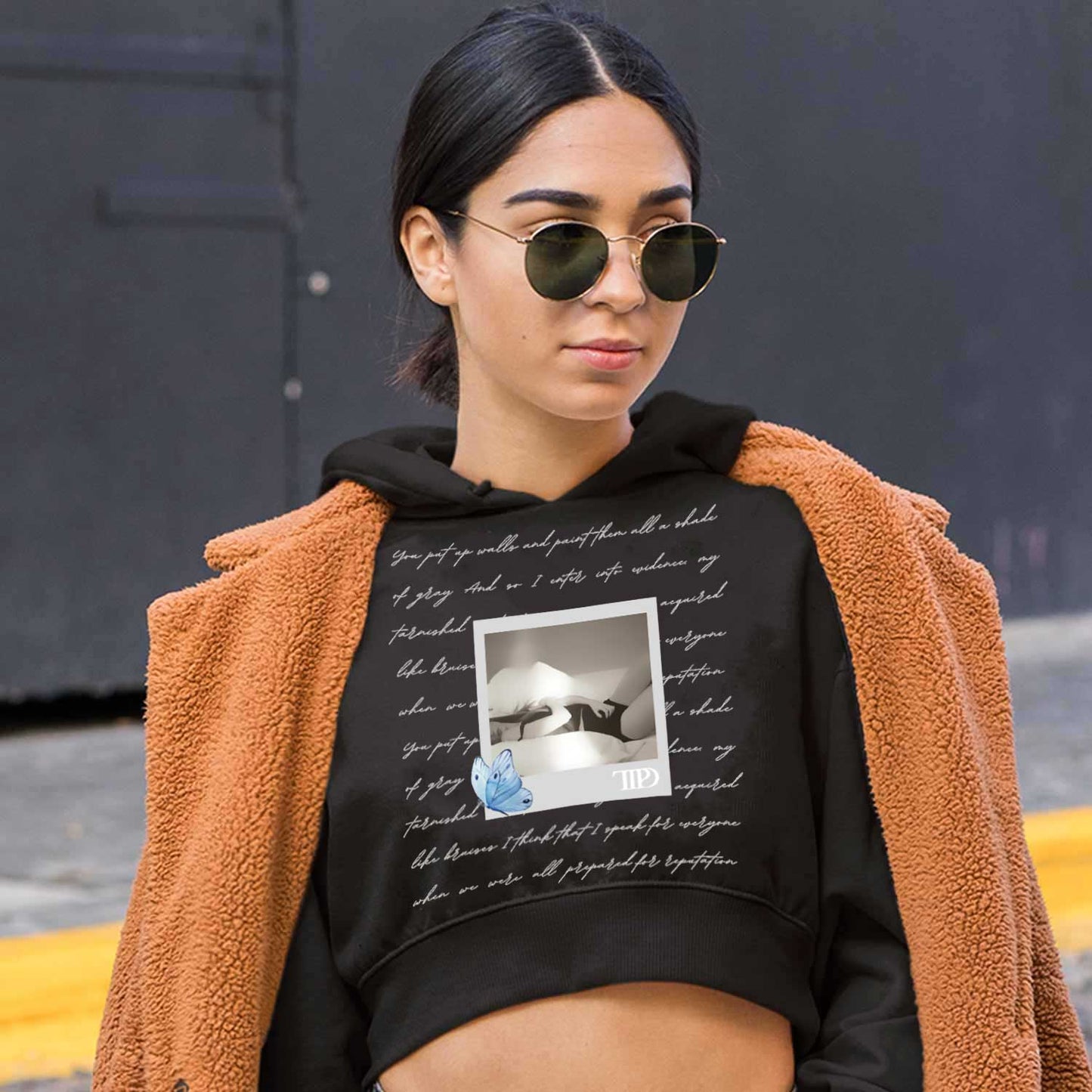 taylor swift tortured poets department crop hoodie hooded sweatshirt upper winterwear music band buy online india the banyan tee tbt men women girls boys unisex black