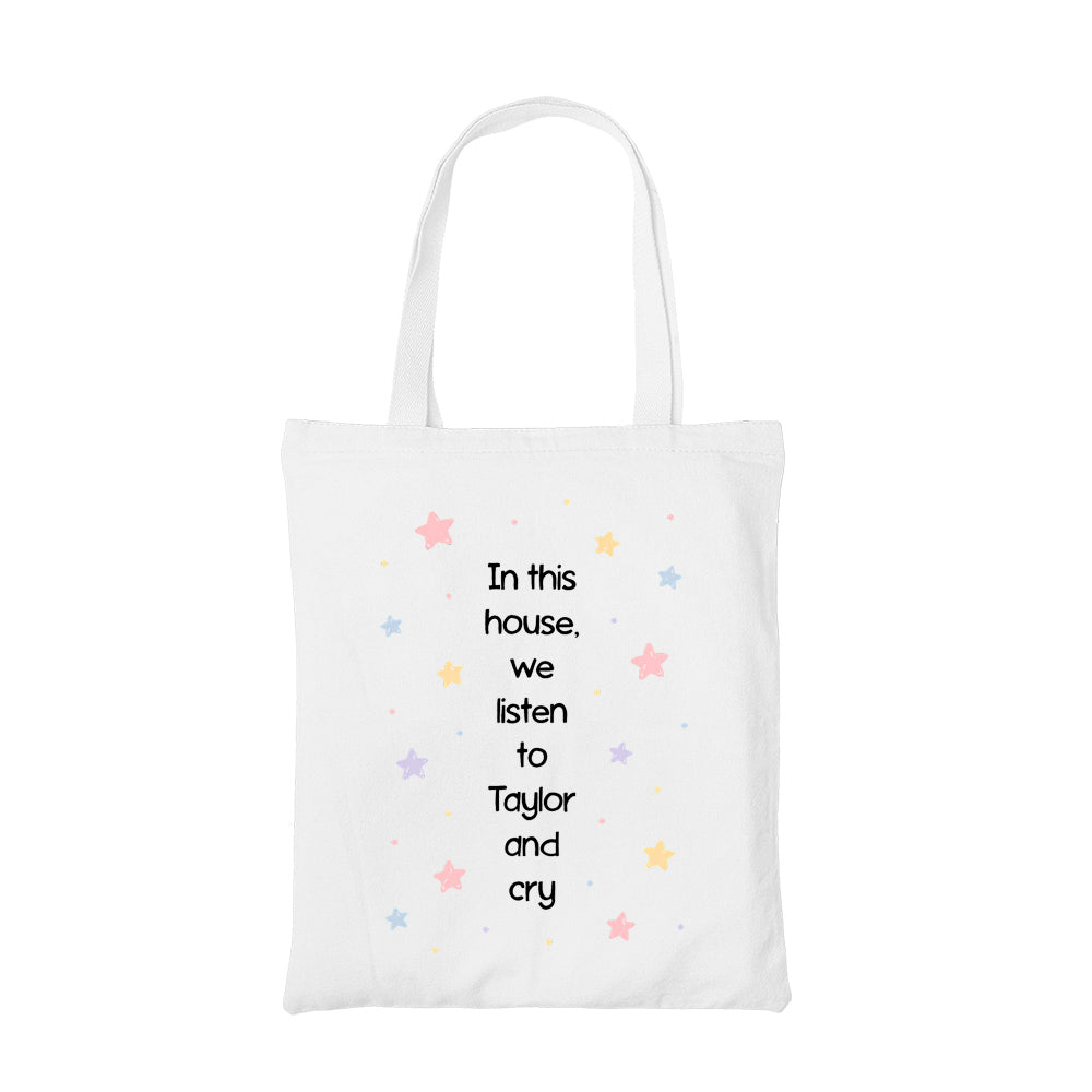 taylor swift in this house tote bag cotton printed music band buy online united states usa the banyan tee tbt men women girls boys unisex