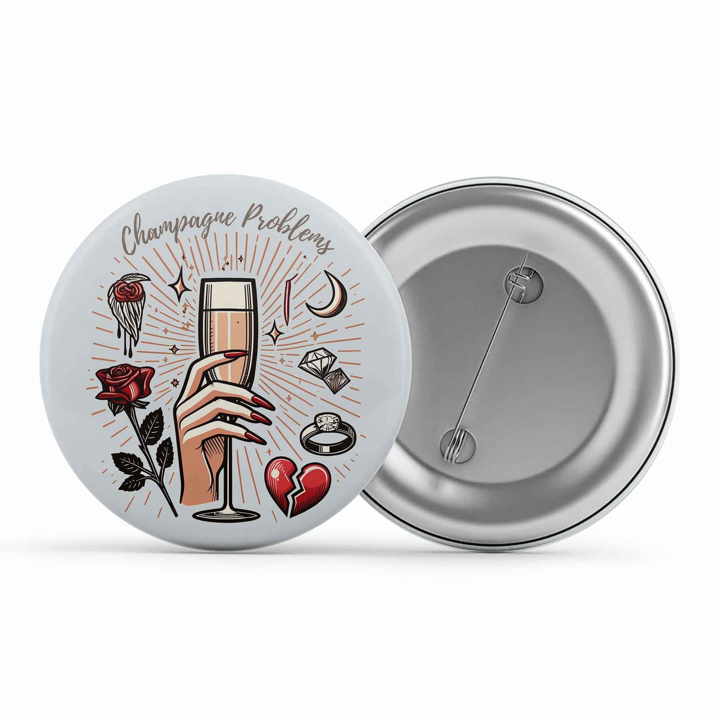 taylor swift champagne problems badge pin button music band buy online united states of america usa the banyan tee tbt men women girls boys unisex