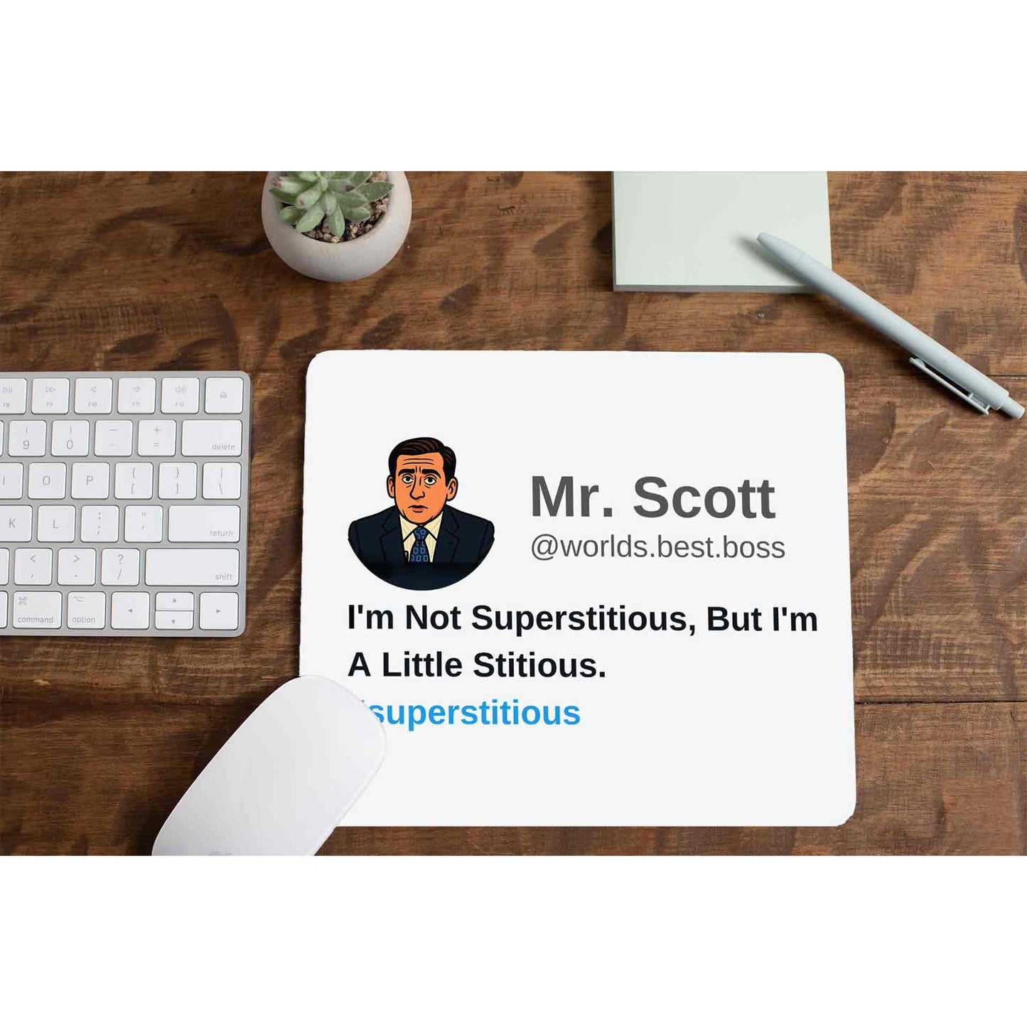 the office i am not superstitious i am a little stitious mousepad logitech large anime tv & movies buy online united states of america usa the banyan tee tbt men women girls boys unisex - michael scott quote